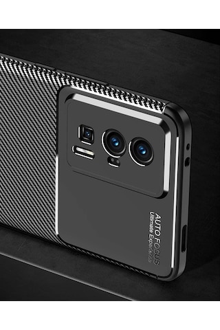 Xiaomi Poco F5 Pro Kilif Lens Karbon Tasarim Negro Silikon Kapak