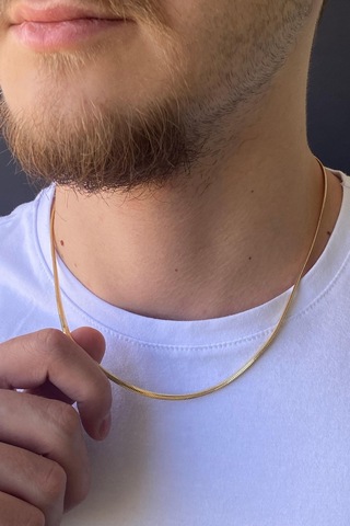 Zümrüt Sarraf 14 Ayar Altın Balık Sırtı Zincir Erkek Kolye