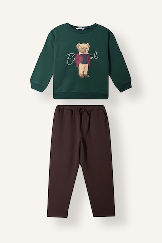 Defacto Ayı Baskılı Sweatshirt Ve Eşofman Altı 2li Takım Erkek Bebek I3308a526wngn536 Yeşil-gn536