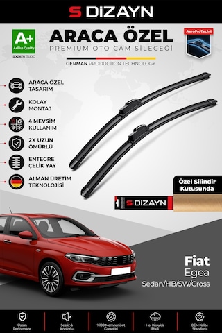 S-dizayn Fiat Egea Ön Cam Silecek Seti 2015 Üzeri Premium Araca Özel 65-40 Cm A+ Kalite