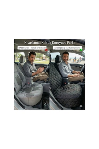 Sıvı Geçirmez Araç Ön Arka Koltuk Örtüsü - Plaj & Köpek Koltuk Kılıfı 3 Lü Set - Siyah
