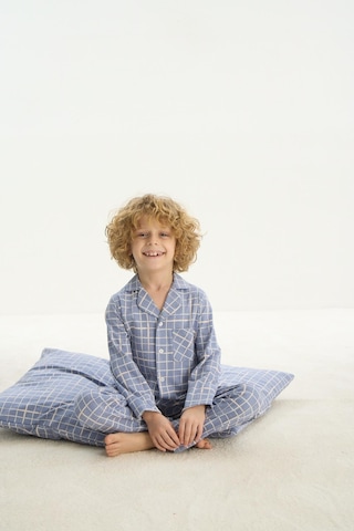 Sevim Erkek Çocuk Uzun Kol Önden Düğmeli Mavi Pijama Takım C8t4n7o8 001