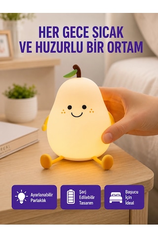 Bay Usb Şarjlı Armut Gece Lambası Dokunmatik Renk Değişimli Najmaddin Standart 51368685