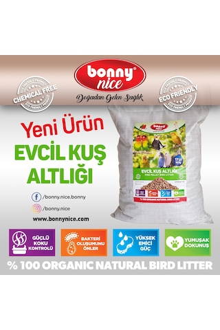 Bonny Nice Organik Çam Pelet Evcil Kuş Altlığı 10 Kg 17 l