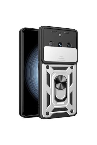 Realme 11 Pro Kılıf Pars Lens Yüzüklü Silikon - Gümüş