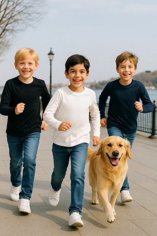 Çocuk Uzun Kollu T-shirt Kız - Erkek Unisex %100 Pamuk 3'lü Süper Pack Ek-1