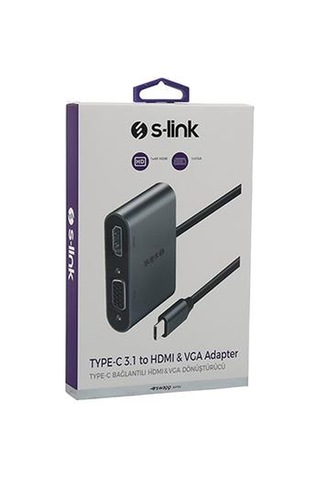 S-link Swapp 4k 30hz Typec To Hdmı + Vga Adaptör