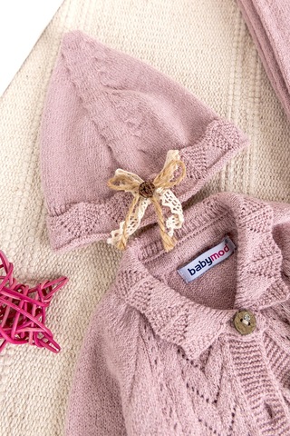 Triko Kız Bebek Hastane Çıkışı Hediyelik Bebek Seti Gülkurusu