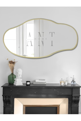 Asimetrik 75x40 Cm Konsol Aynası, Dresuar Aynası, Tuvalet Aynası, Holl Aynası, Banyo Aynası 75 X 40 Gold