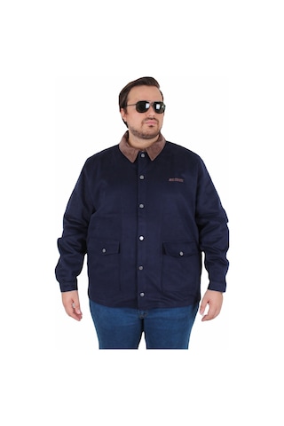 Mocgrande Büyük Beden Gabardin Mont Chaqueta Abrigo 25902 Lacıvert Lacivert
