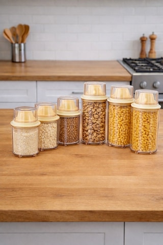 Decorev Erzak Saklama Kabı 900ml - 1300 Ml 6lı Set Kahverengi