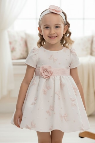 Pamina Kids Kız Bebek Kurdele Motifli Ve Çiçekli Saç Bandı Detaylı Doğum Günü - Partielbisesi 6-24 Ay 36171pr-pembe-2435 Pembe