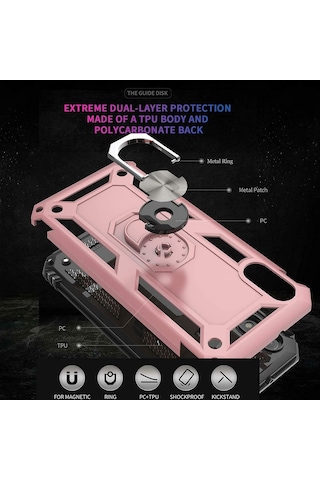 Huawei Y6 2019 Yüzüklü Standli Vega Kilif Ekran Koruyucu 510330808