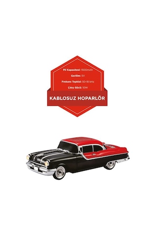 Torima D87 Bluetooth Hoparlör Retro Klasik Araba Tasarımlı 10w Fm Usb Selfie Speaker Siyah