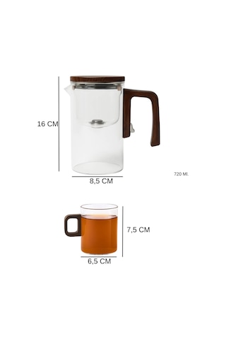 Borosilikat Cam Sihirli Demlik 720 Ml Isıya Dayanıklı 2 Bardaklı Bitki Çayı Demleme Seti Çok Renkli