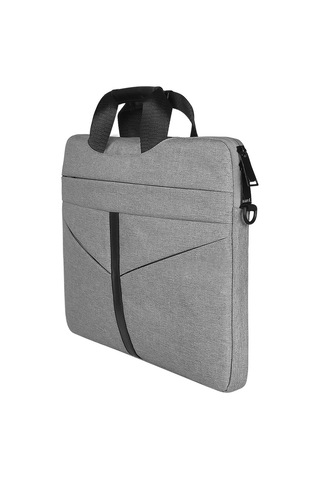 14.1 İnç Nefes Alabilir Aşınmaya Dayanıklı Moda İş Omuz El Fermuarlı Laptop Çantası Omuz Askılı Açık Gri
