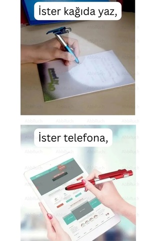 4in1 Dokunmatik Kalem Fenerli Telefon Standı Tükenmez Kalem Tablet Telefon Uyumlu Stylus Pen Çizim