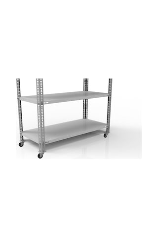 Raf Burada 6 Katlı Tekerlekli Galvaniz Çelik Raf - Depo, Arşiv, Kiler, Dosya, Market Rafı-43x93 cmx150 cm-1.00 mm