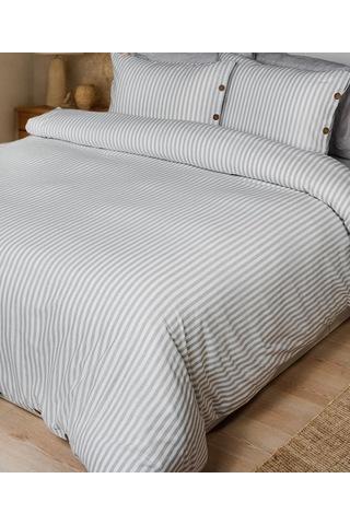 Cotton Collection Tek Kişilik Çizgili Nevresim Seti Reveboheme Renkli
