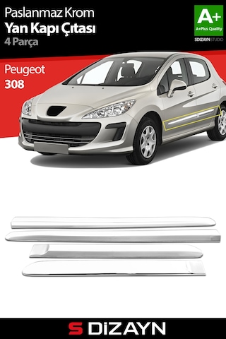 S-Dizayn Peugeot 308 Krom Yan Kapı Çıtası 4 Prç 2007-2013