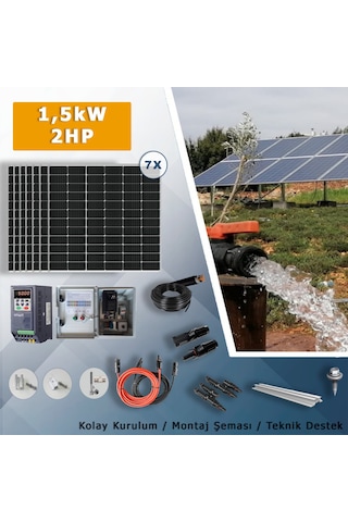 2hp-1,5kw Monofaz 230v Pompa İçin Solar Sulama Paketi