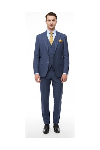 Presto Erkek Slimfit Armürlü 6 Drop Yelekli Takım Elbise Lacivert 786-250 Lacivert