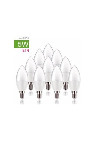 E-14 7W Duylu Avize Ampulü Buji Led Mum Ampul 10'Lu Fırsat Pak .