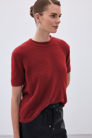 Sateen Sakallı Kısa Kol Triko - Bordo-136537