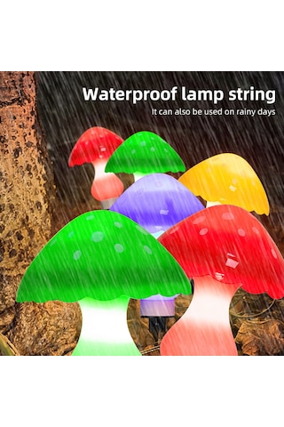 Dış Mekan Için Güneş Mantarlı Dize Işıklar 12 Paket Kırmızı Sıcak Beyaz