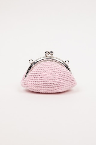 Fabric Craft Bag Bozuk Para Cüzdanı Merserize Pamuk Klipsli Örgü Pudra Pembesi