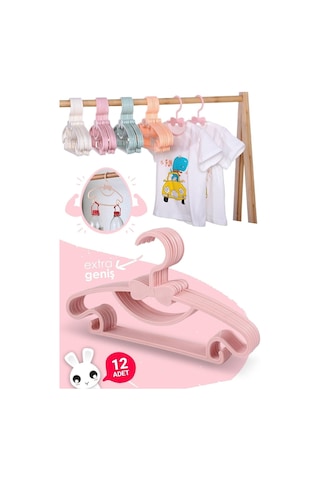 Morpanya Sweet 12 Adet Pembe Bebek Elbise Askısı Fiyonklu Kelebek Bebek Ço Pembe