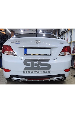 Hyundai Accent Blue Difüzör Arka Tampon Eki 2 Egzoz Çıkışlı Gri Reflektörlü