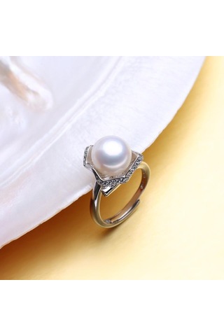 Mor Lsooyh Büyük 10-11mm Doğal Tatlı Su Inci Yüzükler Kadınlar Için Moda Kadın Kübik Zirkonya Cz Yüzük Mor