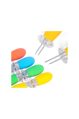 Hangfox 2 Adet Turuncu Bbq Mısır Çubuğu, Tpr Kollü Paslanmaz Çelik, Sabit Tutma Ve Kolay Döndürme Özelliğiyle Mangal Seti Çok Renkli