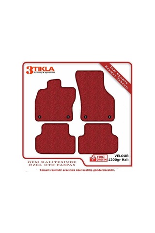 Mercedes W164 Ml-serisi Lüks Halı Paspas Seti Kırmızı