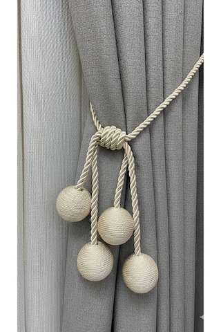 Modern Sarım 4 Toplu Braçol Kornişe Takmatik Ipli Tavan Perde Aksesuarı Bej