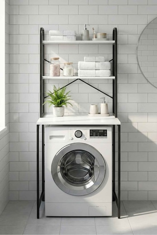 Çamaşır Makinesi Üstü Raf Siyah 70 Cm