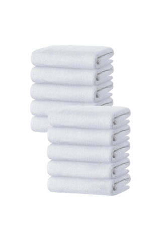 10 Lu El Yüz Otel Havlusu 50x90 Cm Beyaz 20/2 Ring 300 Gr Beyaz