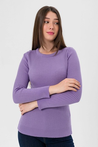 Miss Poem Kadın Bisiklet Yaka Uzun Kollu Kışlık Lila Triko Kazak Lila