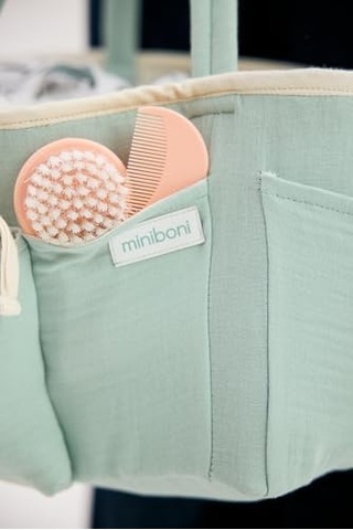 Müslin Anne Organizer Çanta Mint Yeşili Açık Bej