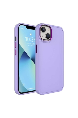 Apple Uyumlu iPhone 14 Plus Uyumlu Metal Çerçeve Ve Buton Tasarımlı Sert Zore Botox Uyumlu Kılıf-lila Lila -