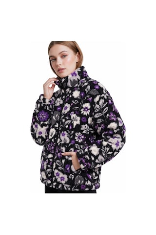 Genius Store Kadın Peluş Tam Fermuarlı Cepli Sherpa Kuzu Kumaş Oversize Peluş Polar Sweatshirt Mor