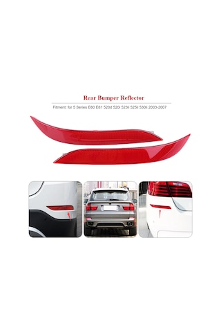 Reedark Bmw E60 E61 5 Serisi 2003-2007 Arka Tampon Reflektörü, Sağ-sol Çift Set, Dayanıklı Abs+pc, Oem 63146915039/63146915040 Yerine Geçici