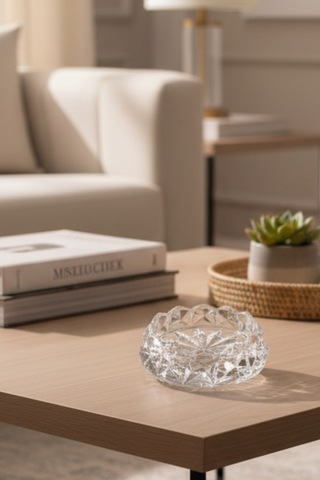Modern Tasarım Şeffaf Cam Küllük Kül Tablası 16,5 Cm