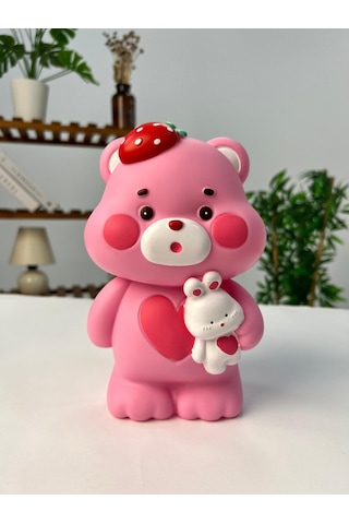 Favora Çilekli Ayıcık Kumbara - Pembe