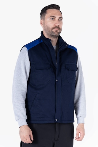 Dik Yakalı Kapitoneli Yelek Lacivert - Saks Mavi