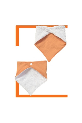 Bebek Ağız Bezi Salya Önlüğü Fular Çok Amaç 2'li K-byz Beyaz - Kiremit