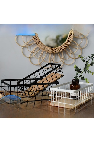 Youmex Duvar Takılan Demir Sanat Depolama Sepeti - Geniş 29x13x10 Cm, Çeşitli Eşyaları Düzenle, Ev Ve Ofis İçin Dayanıklı Tasarım Beyaz, Taşsız