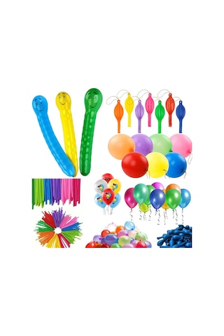 519 Adet Karışık Dökme Balon Full Paket Balon 519 Adet Sosis Su Tırtıl Punch Baskılı Metalik Balon Renkli