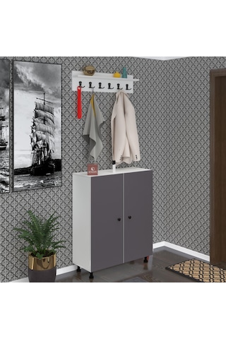 Kenzlife Portmanto Ayakkabılık Ve Askılık Tomak6 Gribyz 98 100 32 Otuz Çift Ayakkabı Kapasitesi